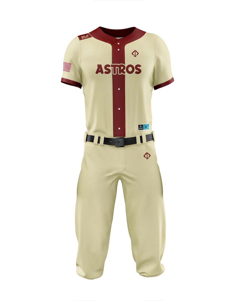 Front view in cream and red color Baseball Apparel Youth