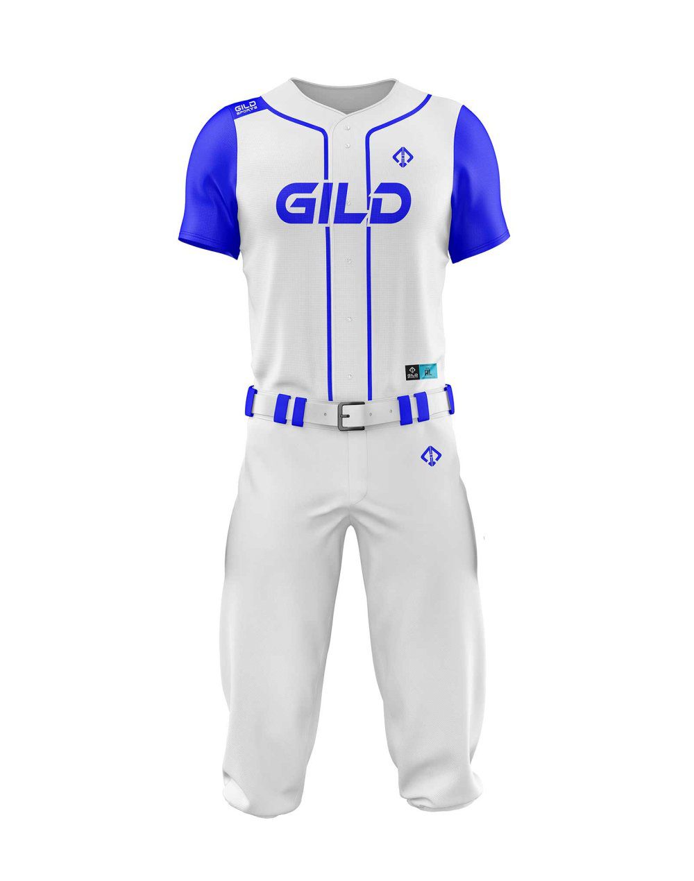 Back View in Royal and white color Baseball Gear Set