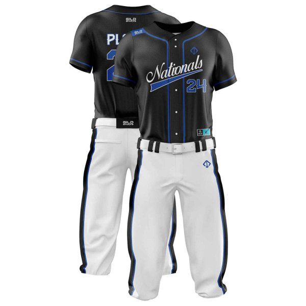 Double view in black and white color Best Quality Baseball Uniforms