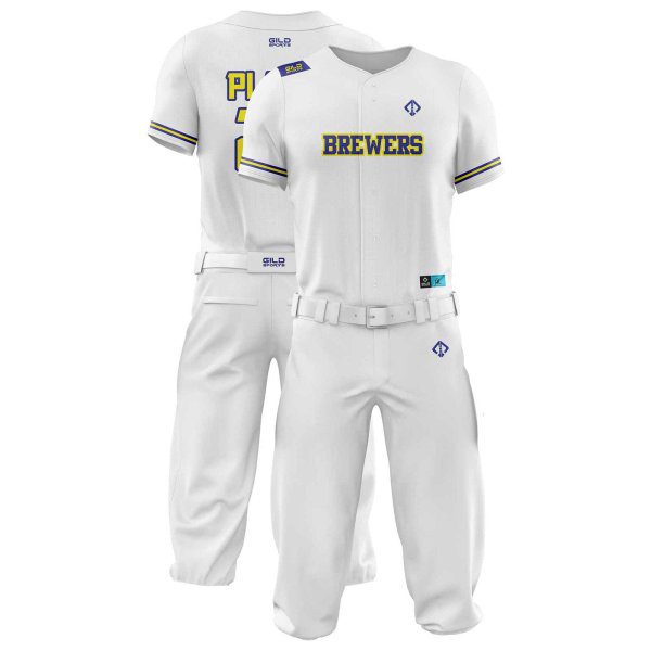 Double view in white color Baseball Uniform Builder