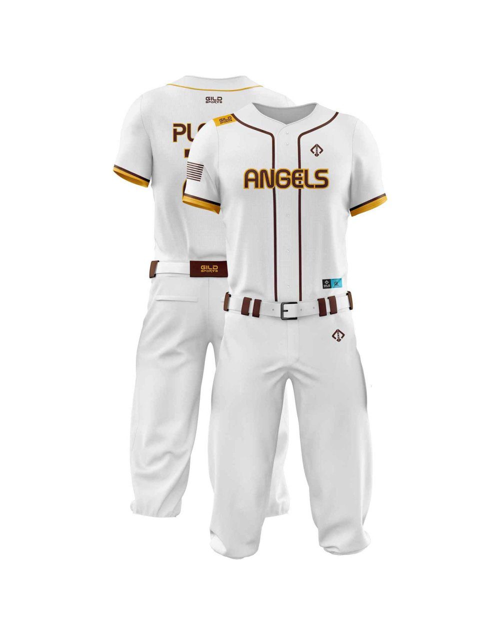 Double view in white color Best Throwback Baseball Uniforms