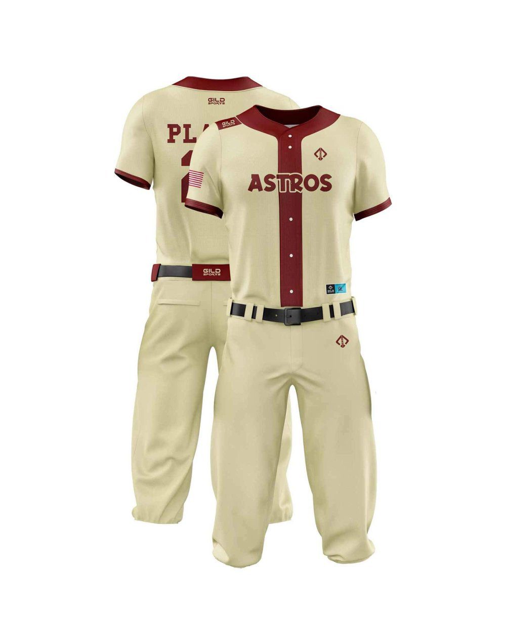 Double view in cream and red color Baseball Apparel Youth