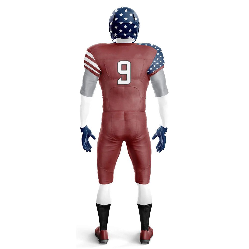 Back view in Red color American flag Football Practice Jerseys.