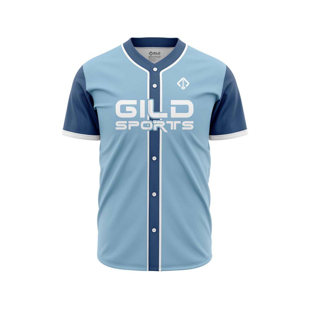 Front view in Sky and navy color Baseball jersey