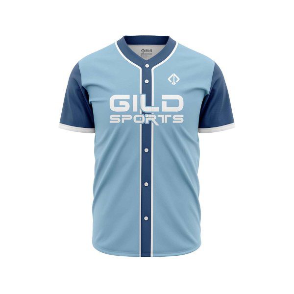 Front view in Sky and navy color Baseball jersey