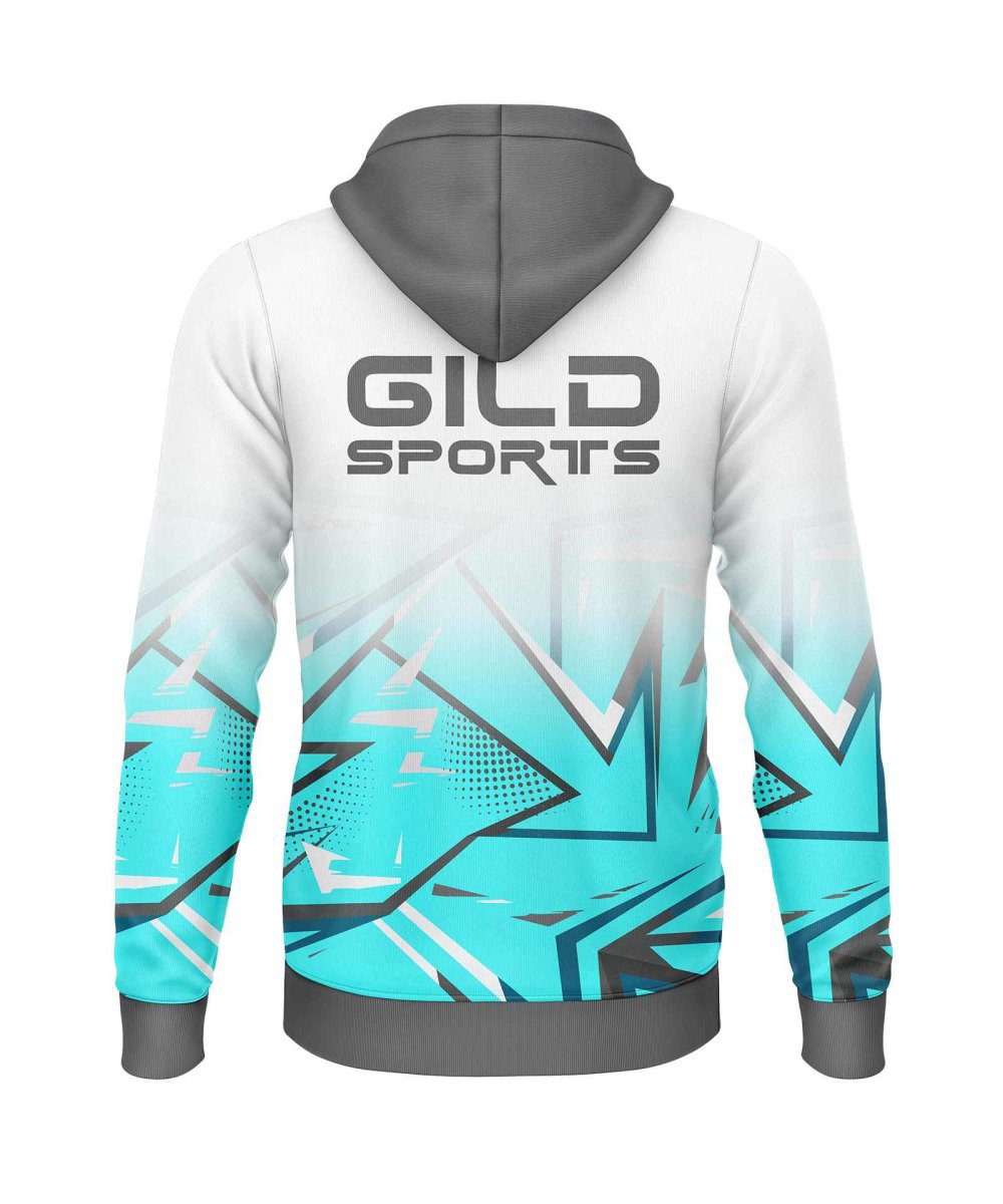 back view white color low price custom hoodies by Gild sports