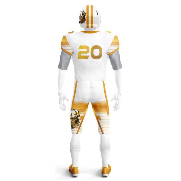 Back view white and gold Professional football game jerseys