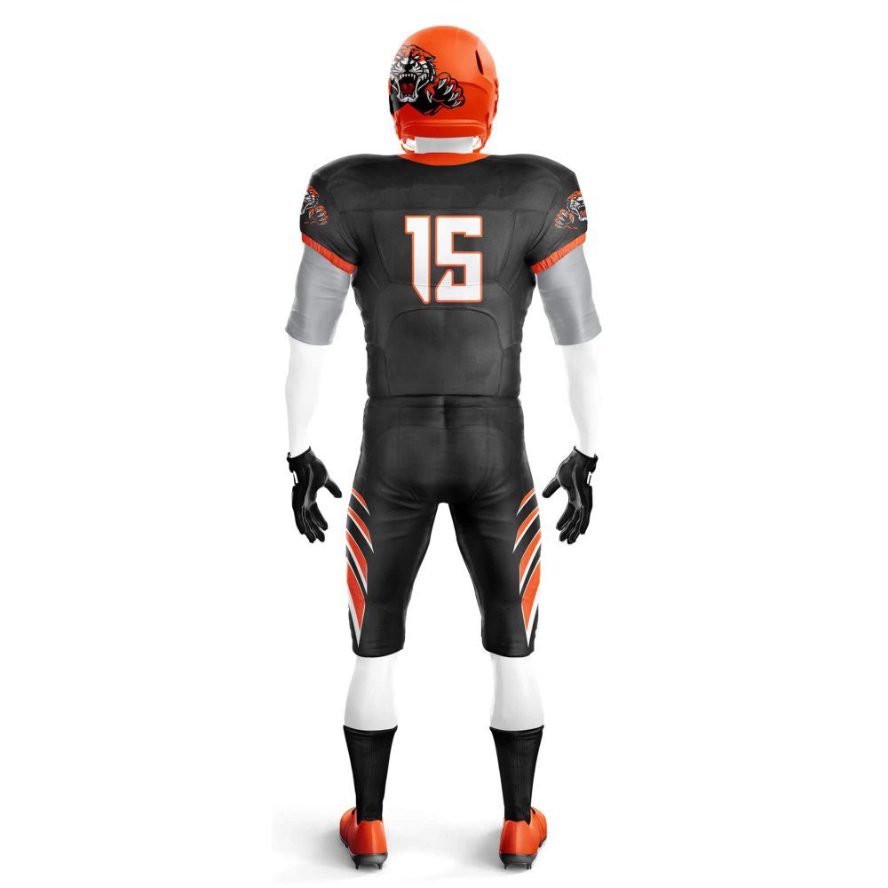 Back view in black color Custom football uniforms