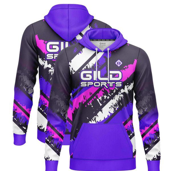 purple and black cheap custom hoodies by gild sports