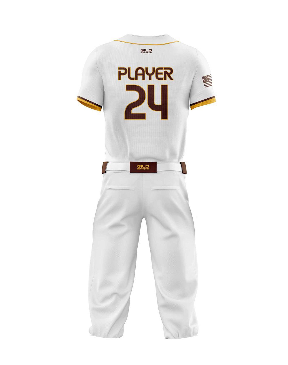 Back view in white color Best Throwback Baseball Uniforms