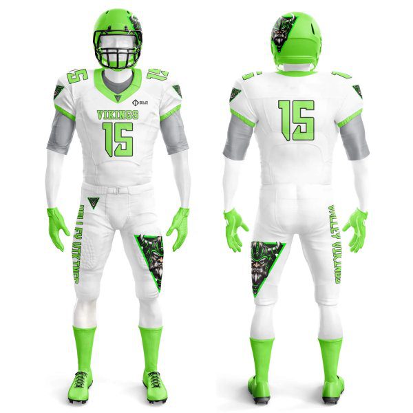 White and green color Custom Jerseys and Pants Football