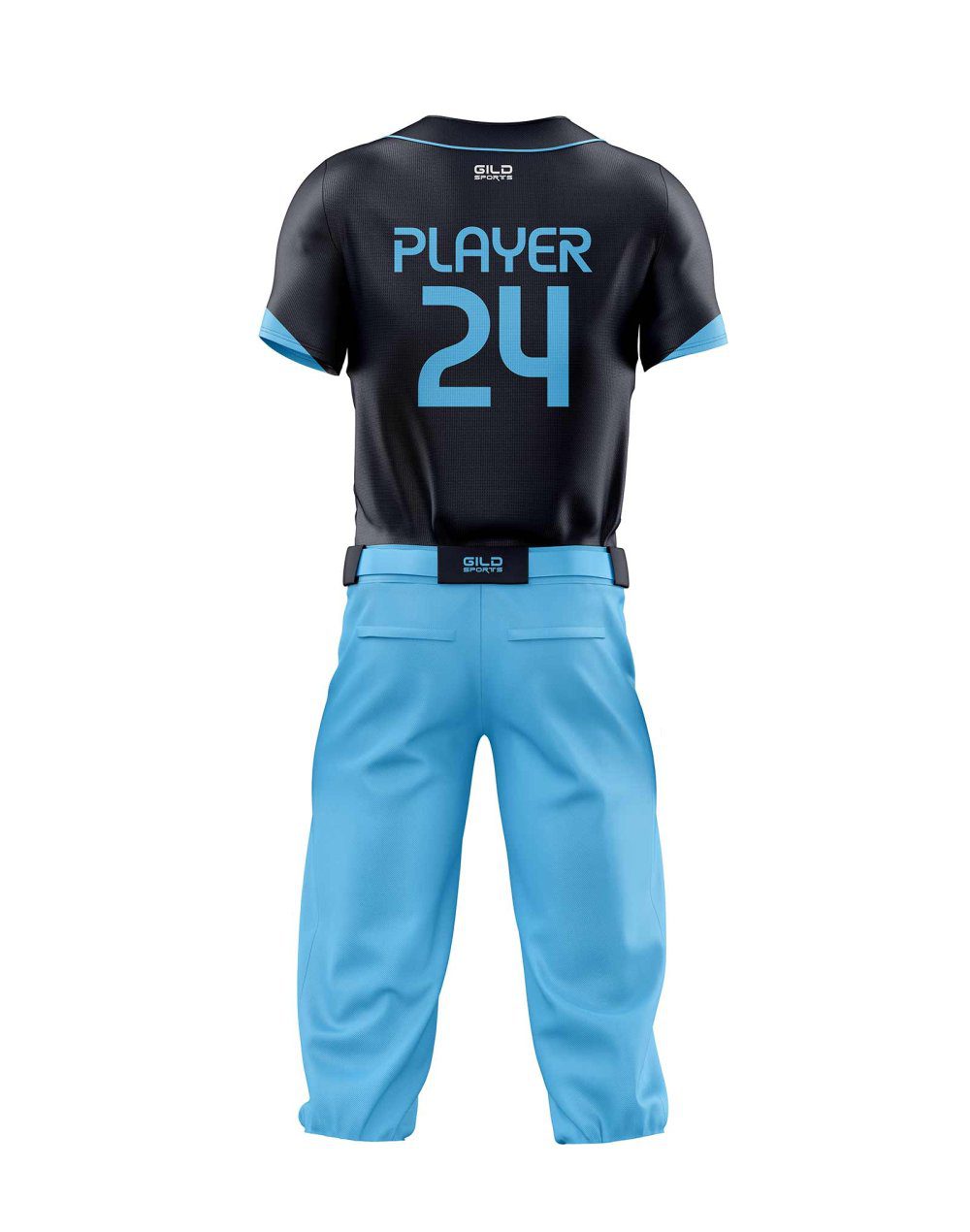 Back view in navy and sky color Baseball Uniform Design