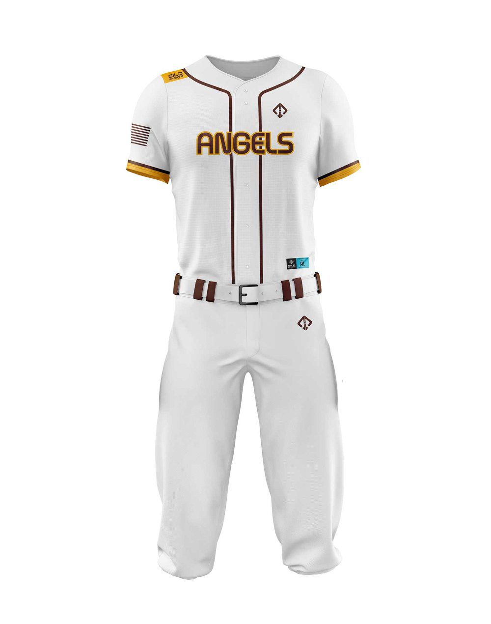 Front view in white color Best Throwback Baseball Uniforms