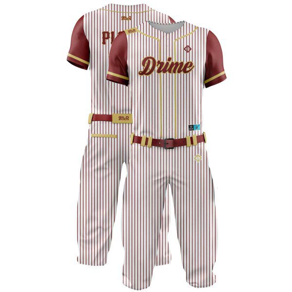 double view red color pine stripe Baseball Clothing Set