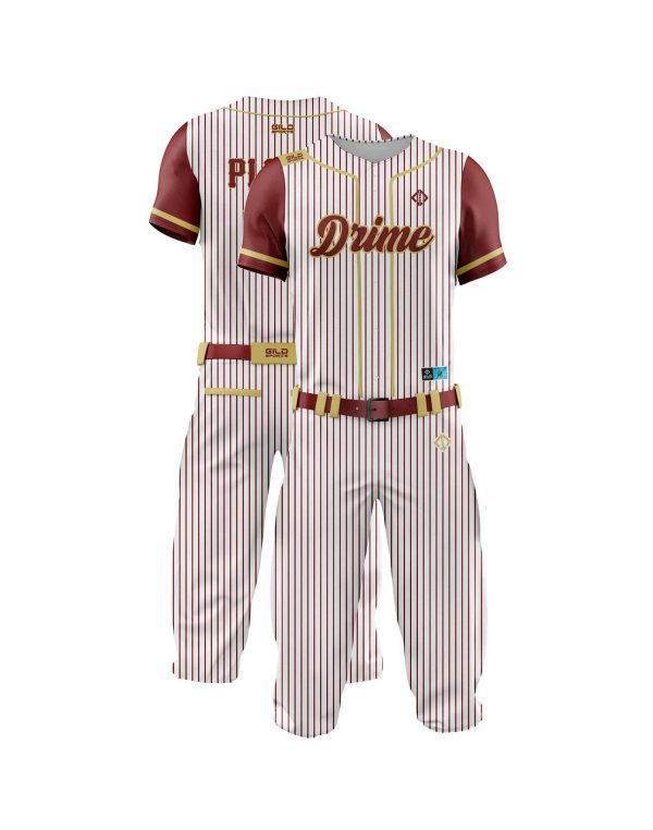 double view red color pine stripe Baseball Clothing Set
