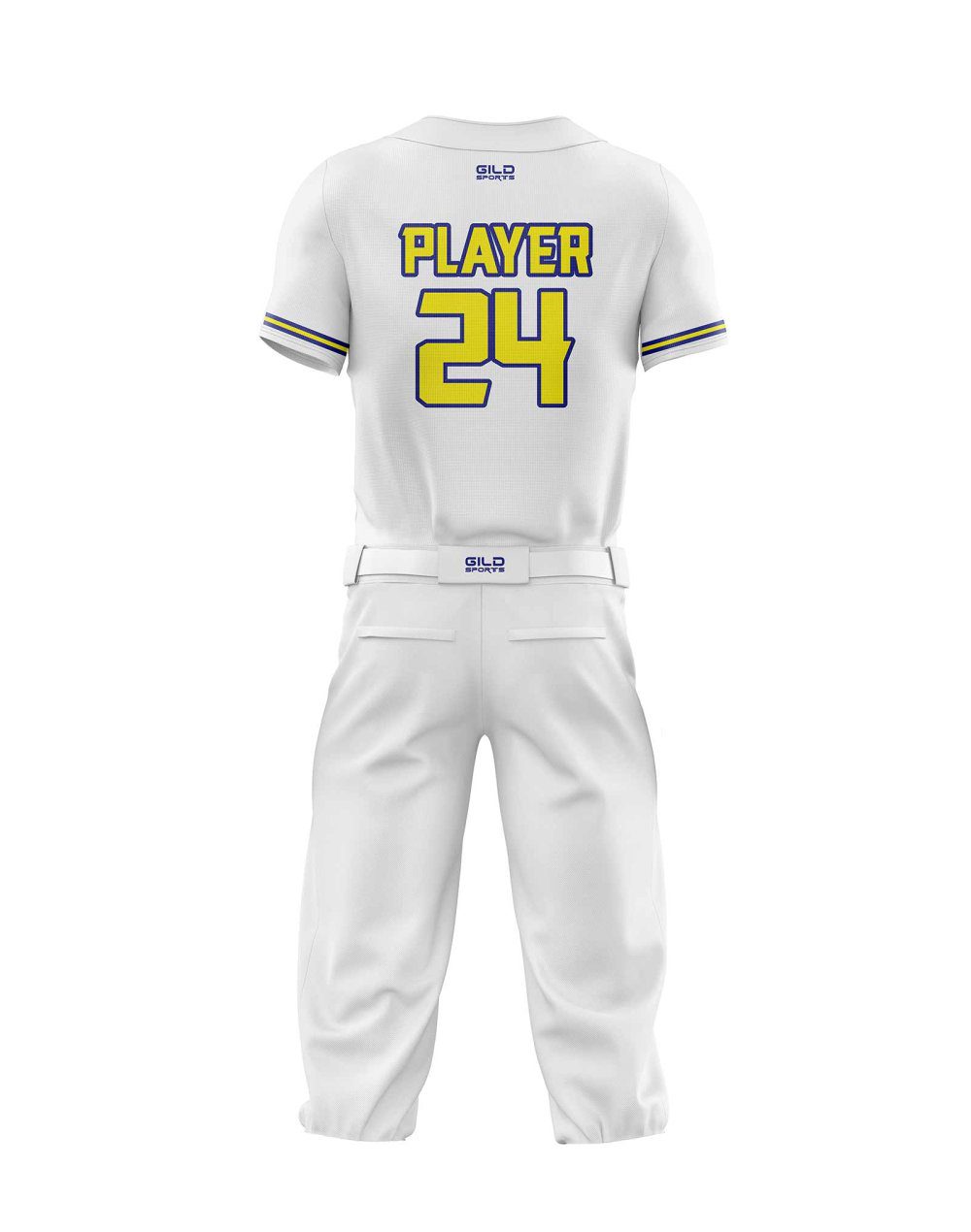 Back view in white color Baseball Uniform Builder