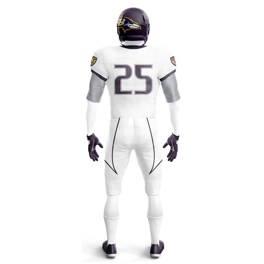 Back view white color Custom Youth Football Pants & Jerseys