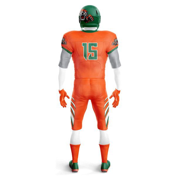 Back view in Orange color Custom Football Jerseys