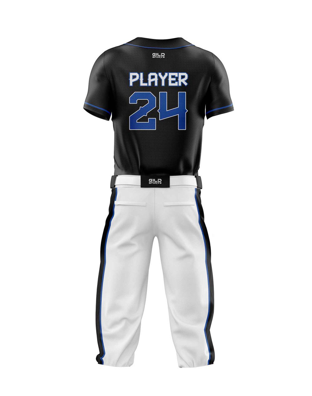 Front view in black and white color Best Quality Baseball Uniforms