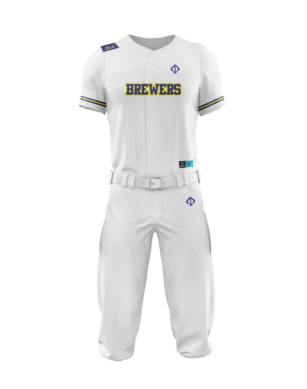 Front view in white color Baseball Uniform Builder