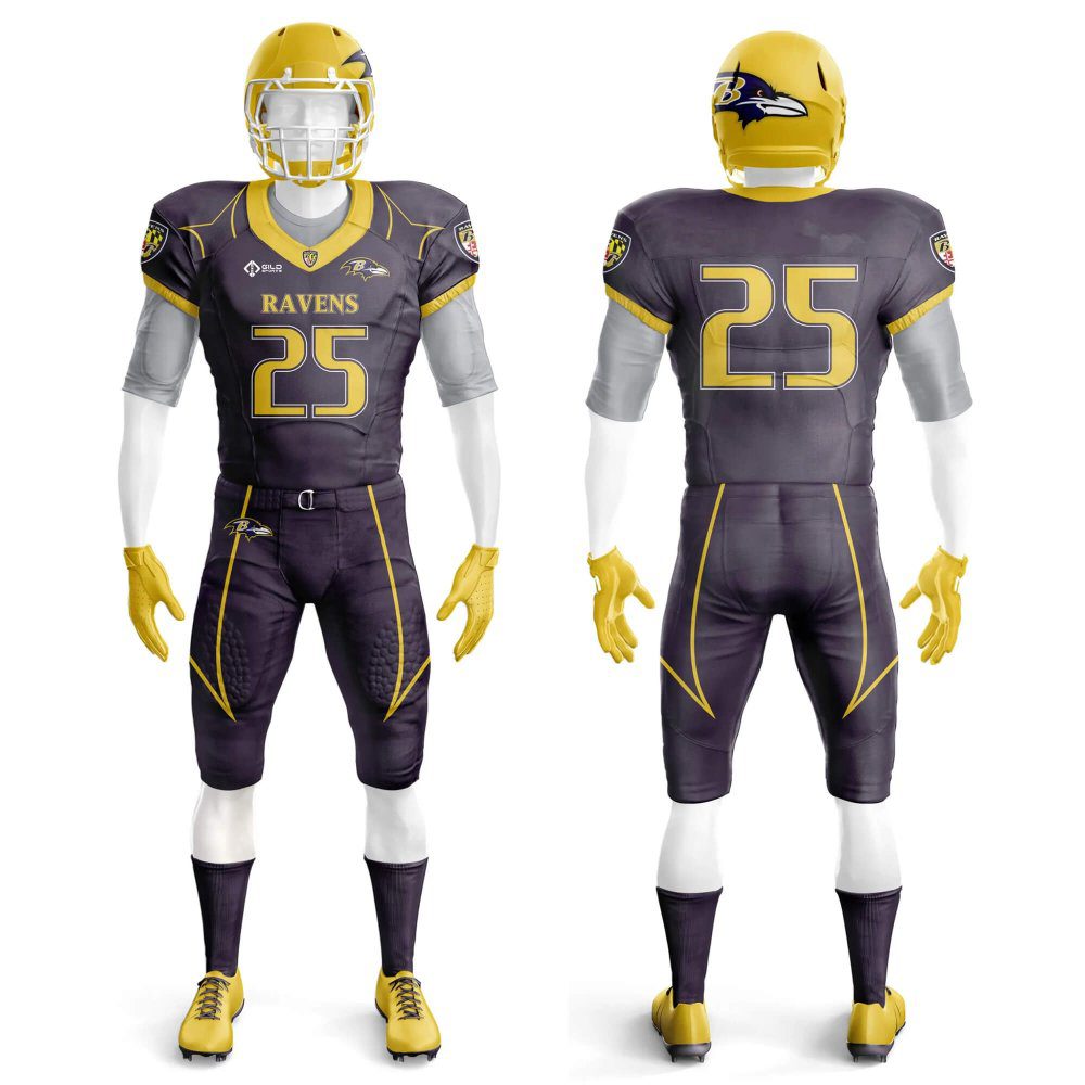 Black and yellow color Custom American Football Uniforms