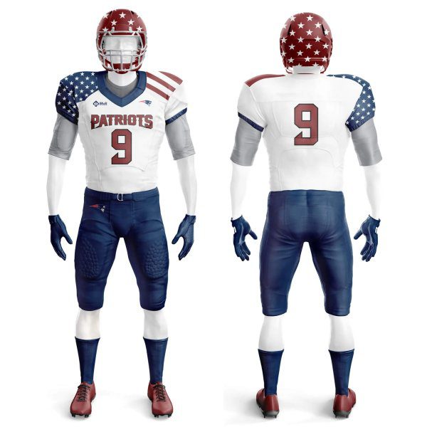 USA Flag Colors custom football game uniforms