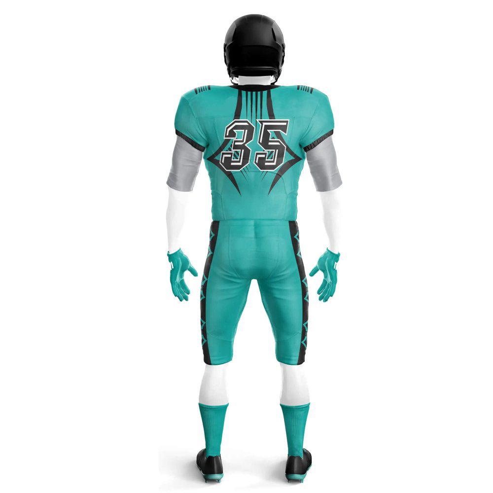 Back view sea green Football Pants and jerseys