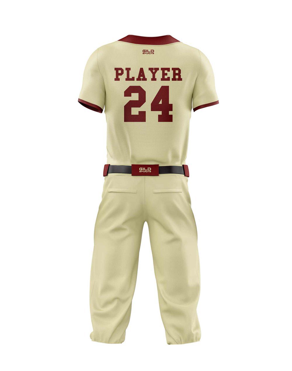 Back view in cream and red color Baseball Apparel Youth