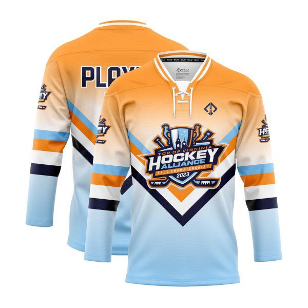 orange and sky Hockey Jersey Designer.