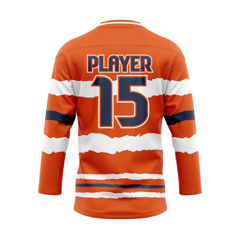 Back View orange Reversible Ice Hockey Jersey