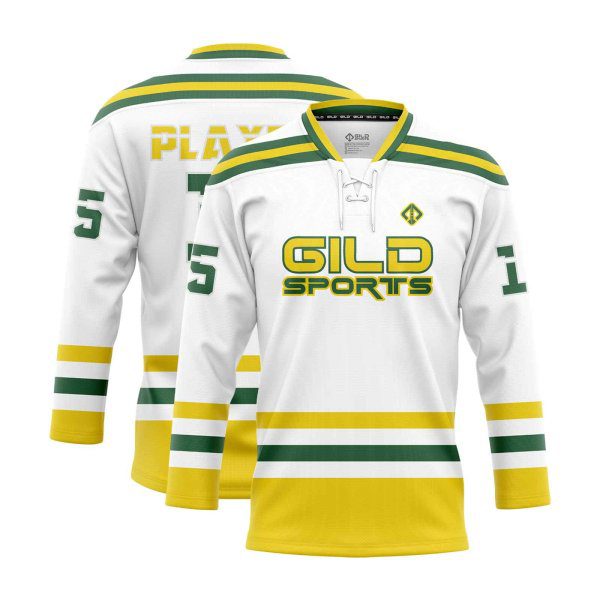 Custom Hockey Jerseys in white and yellow