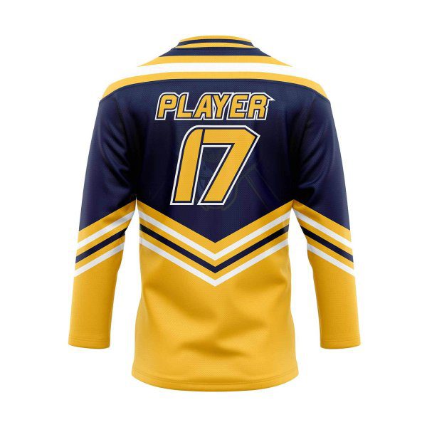 Back view of Navy and yellow color jersey create in Hockey Jersey Creator