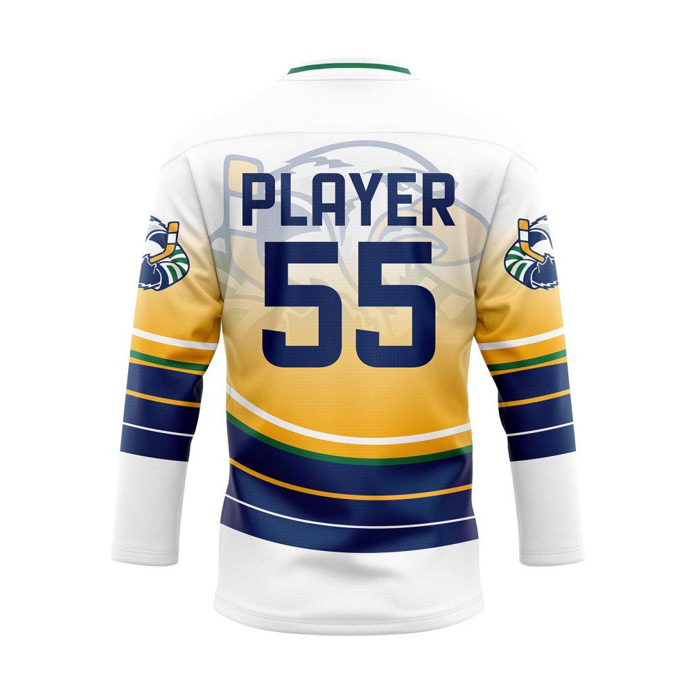 Back view in white Reversible Hockey Jerseys