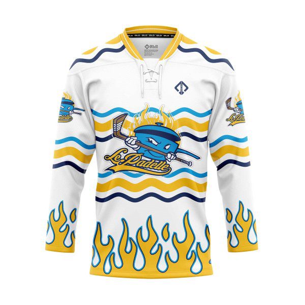 front view of white Designer Hockey Jerseys