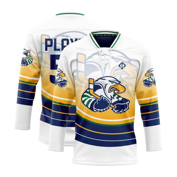 Double view in white Reversible Hockey Jerseys