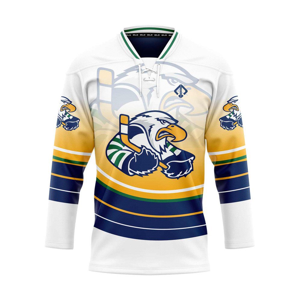 Front view in white Reversible Hockey Jerseys