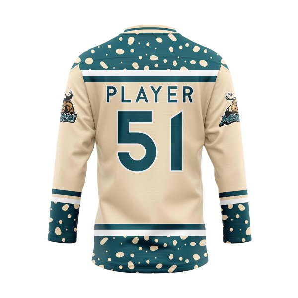 Back View in Beige Custom Reversible Hockey Jerseys