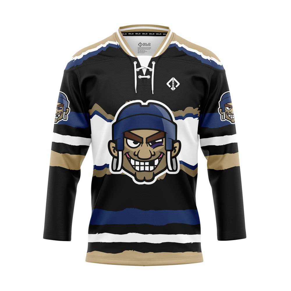 front view black Hockey Jersey Maker