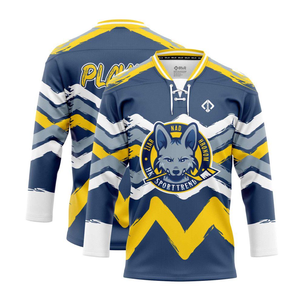 navy and yellow Youth Hockey Jersey