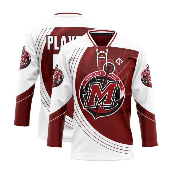 Double view in white Reversible Hockey Jersey Custom