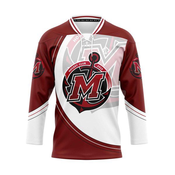 Front view in meroon Reversible Hockey Jersey Custom