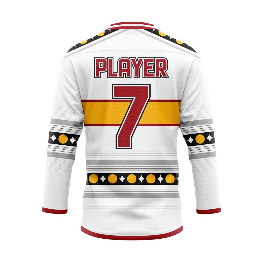 Back view white Goalie Cut Hockey Jersey