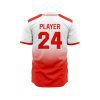 Back view in red color custom made baseball jerseys