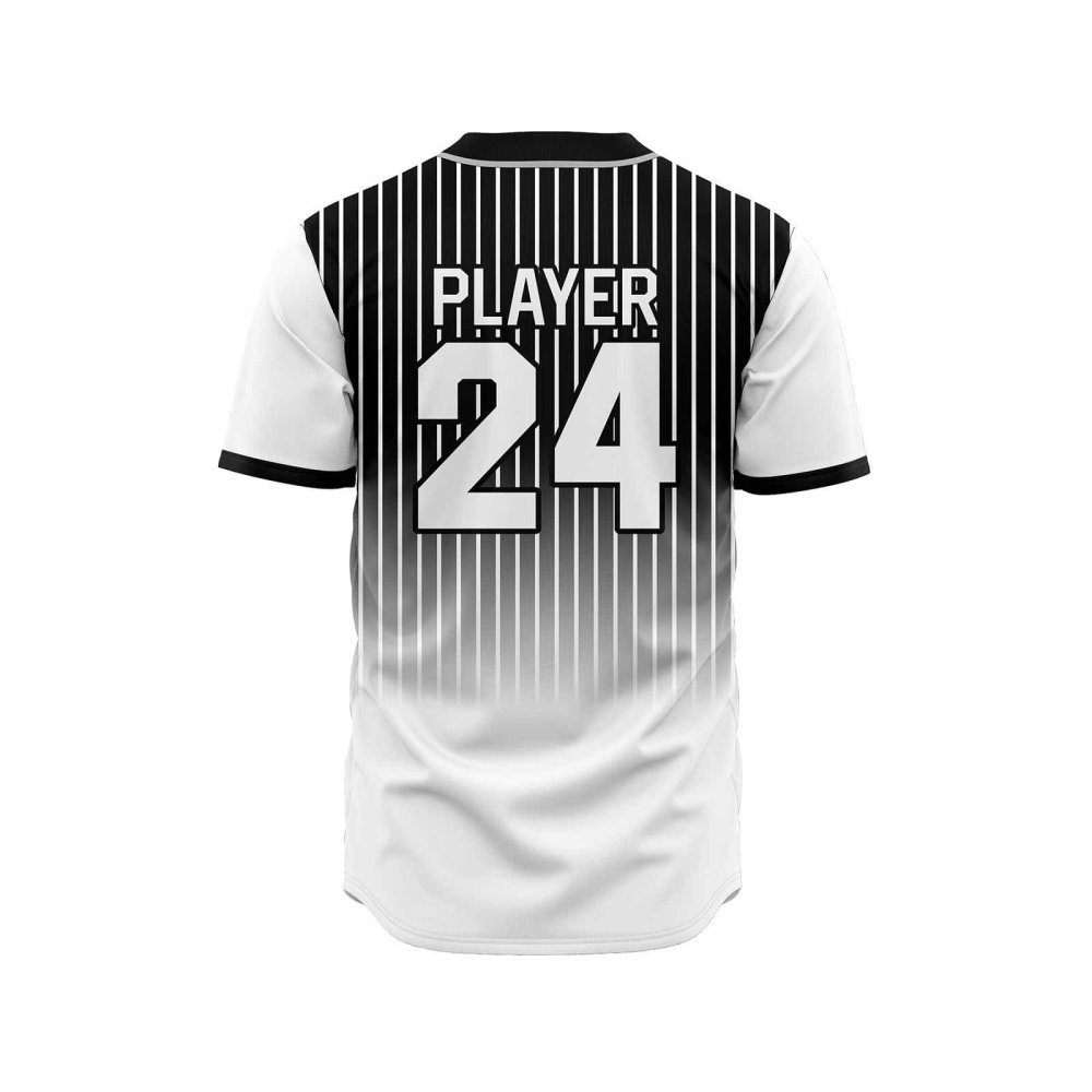 Back view in white and black pine stripe color Custom Baseball Jerseys Cheap