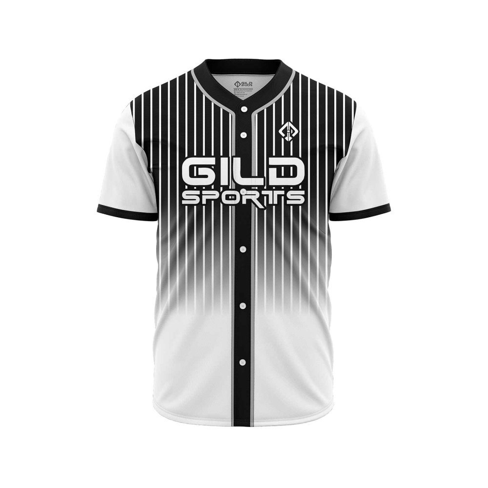 Front view in white and black pine stripe color Custom Baseball Jerseys Cheap