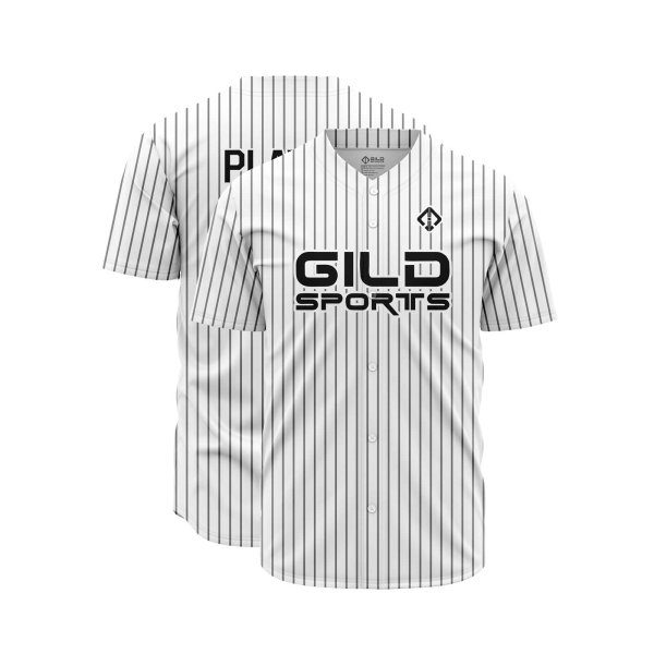 Double view in white and grey pine stripe color Custom Made Jerseys Baseball