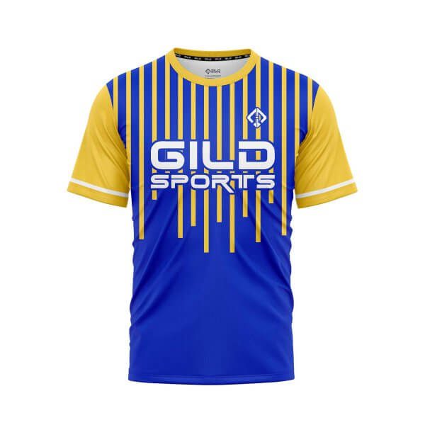 Front view blue and yellow gold stripes Custom Baseball Team Jerseys