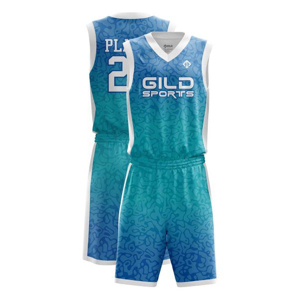 sea green color personalized basketball kits by Gild sports