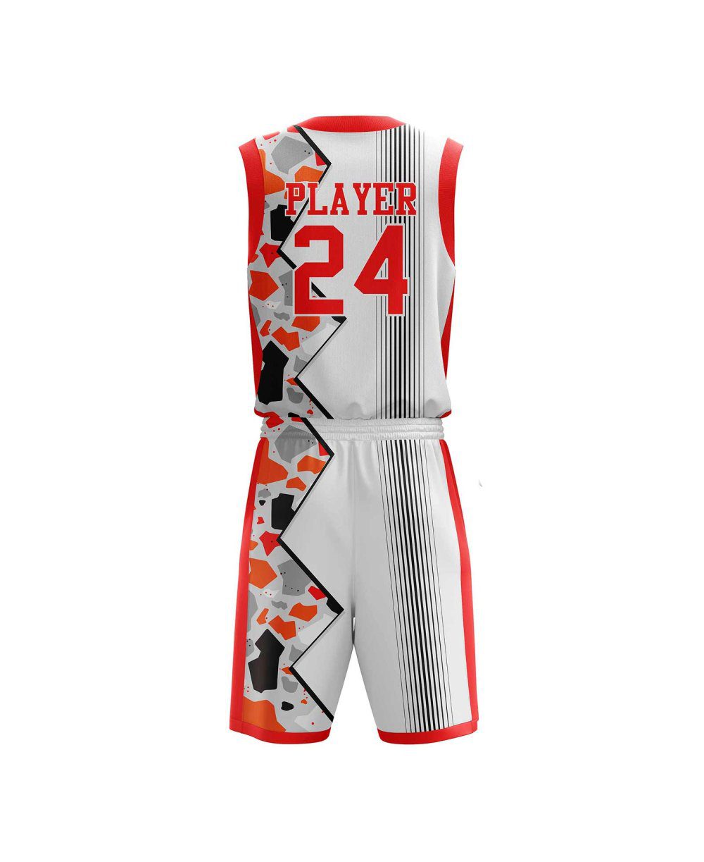 White and red cheap basketball uniforms by Gild sports