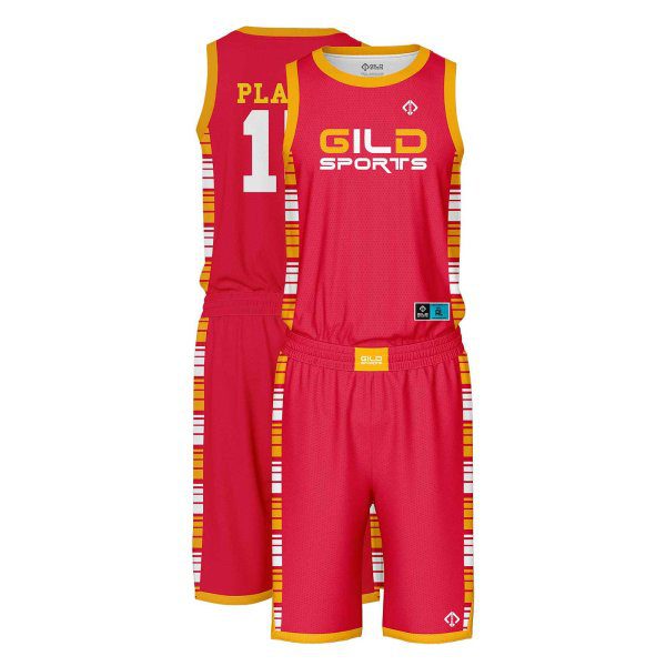 red color custom basketball uniforms canada by Gild Sports